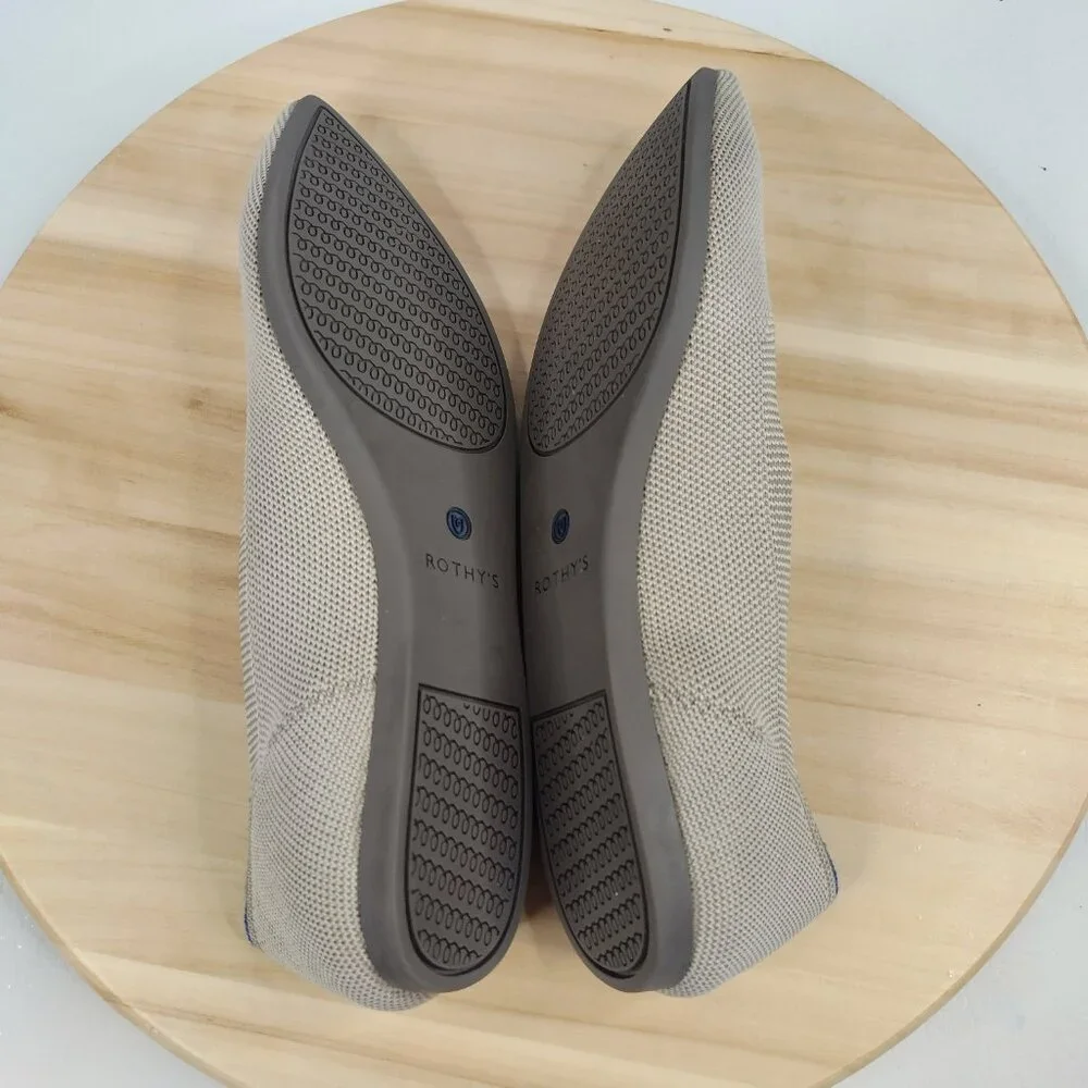 Rothy's Points Classic Light Gray Slip-On Washable Flats Shoes Women US 9.5